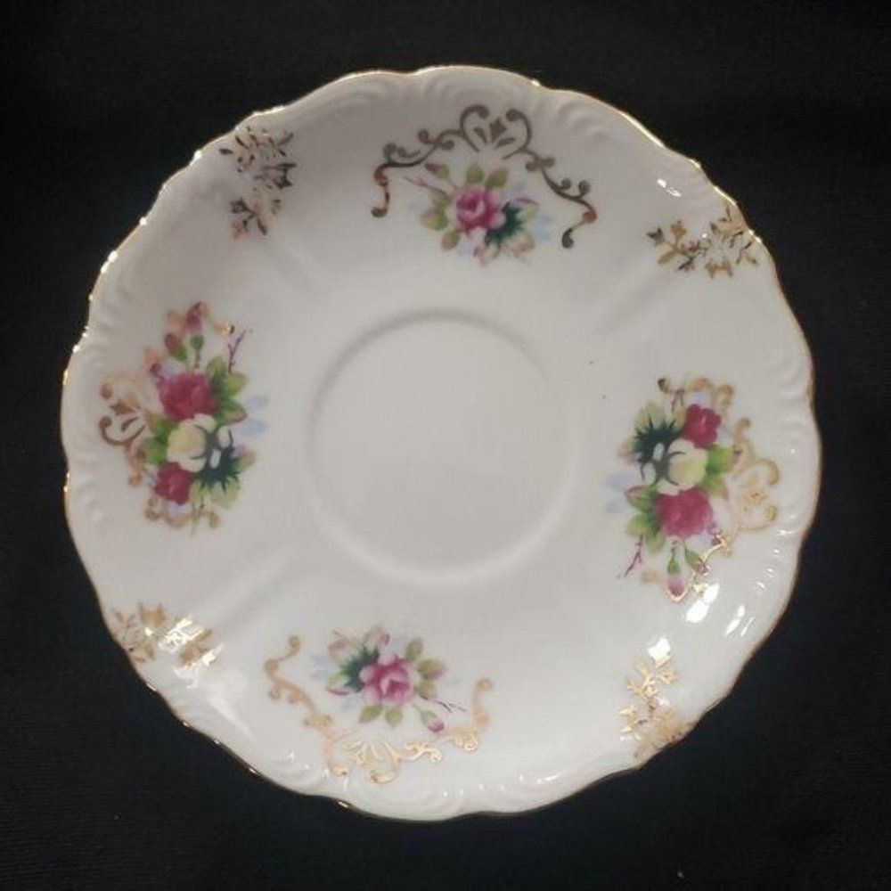 Lefton Hand Painted Floral With Gold teacup‎   Plate